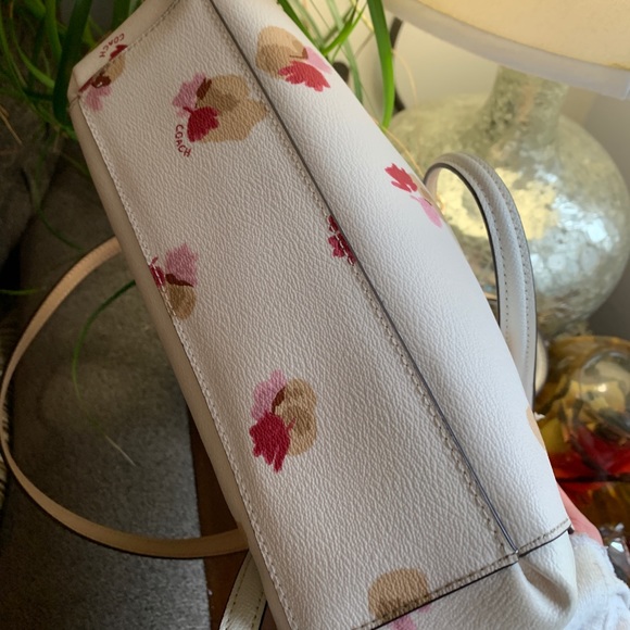 Coach Floral Print Crossbody Bag - Cream, Pink, Tan - Picture 12 of 14